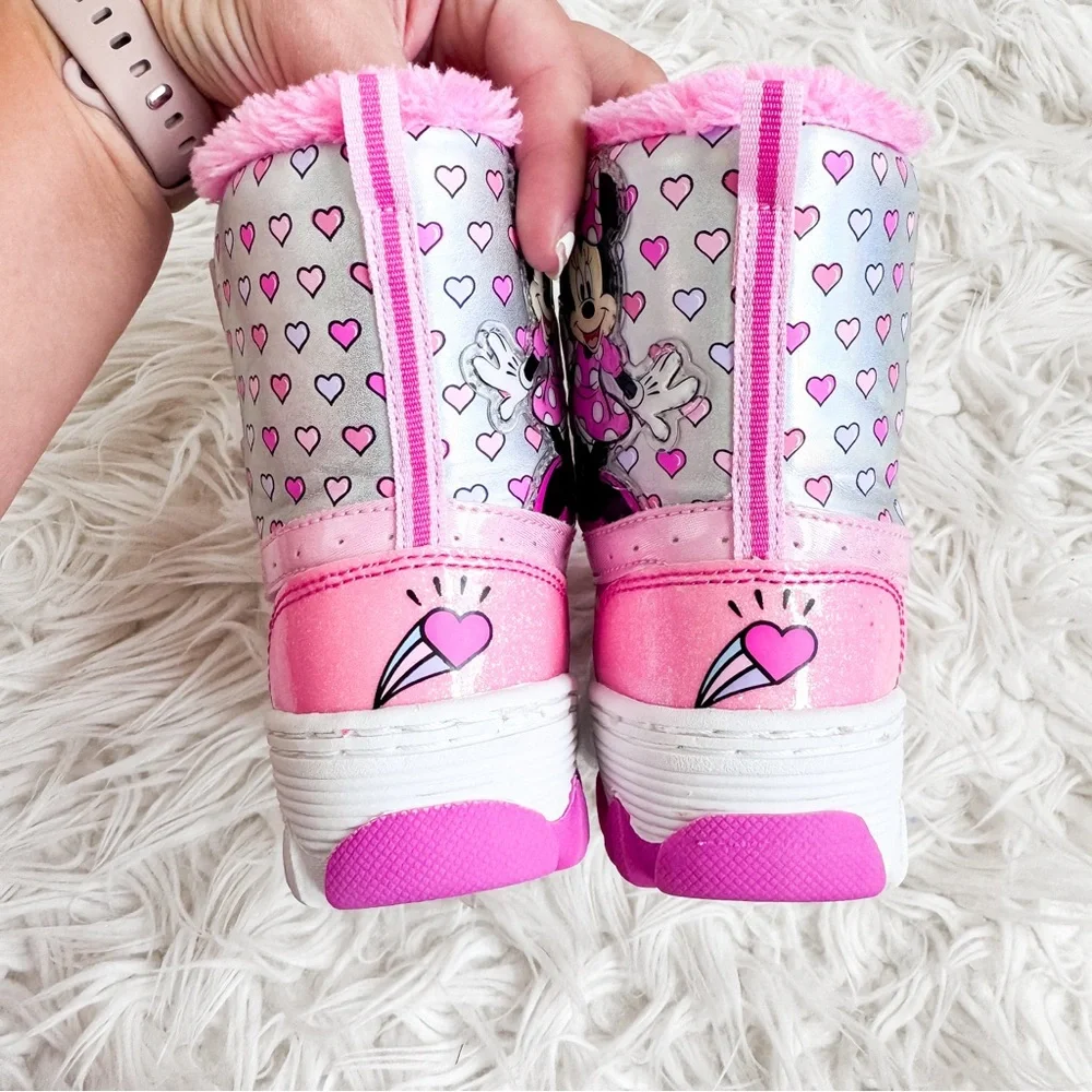 Disney Minnie Mouse Pink Waterproof Snow Boots Toddler Size 6
